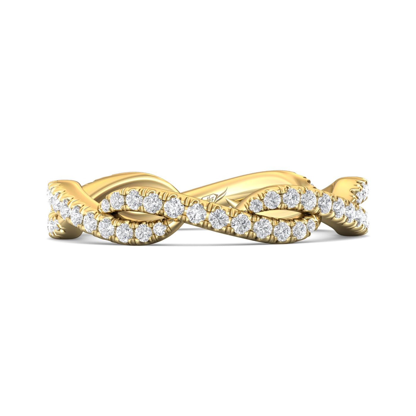 FlyerFit Micropave 14K Yellow Gold Wedding Band