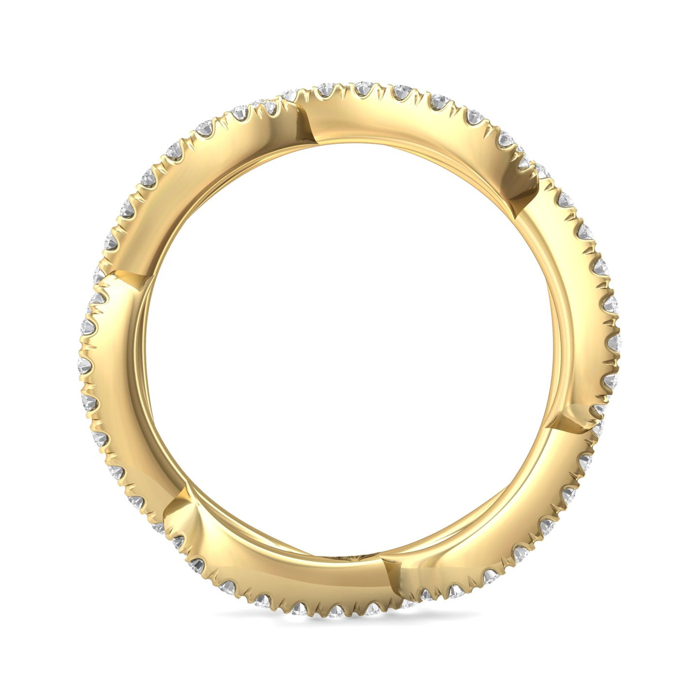 FlyerFit Micropave 14K Yellow Gold Wedding Band