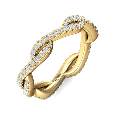 FlyerFit Micropave 18K Yellow Gold Wedding Band