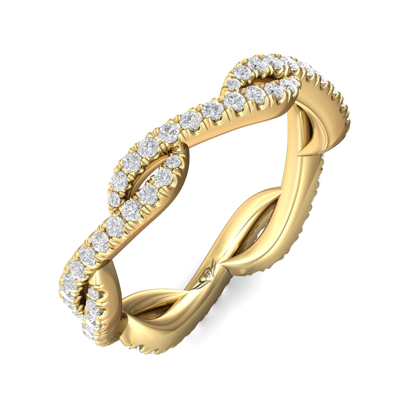 FlyerFit Micropave 14K Yellow Gold Wedding Band