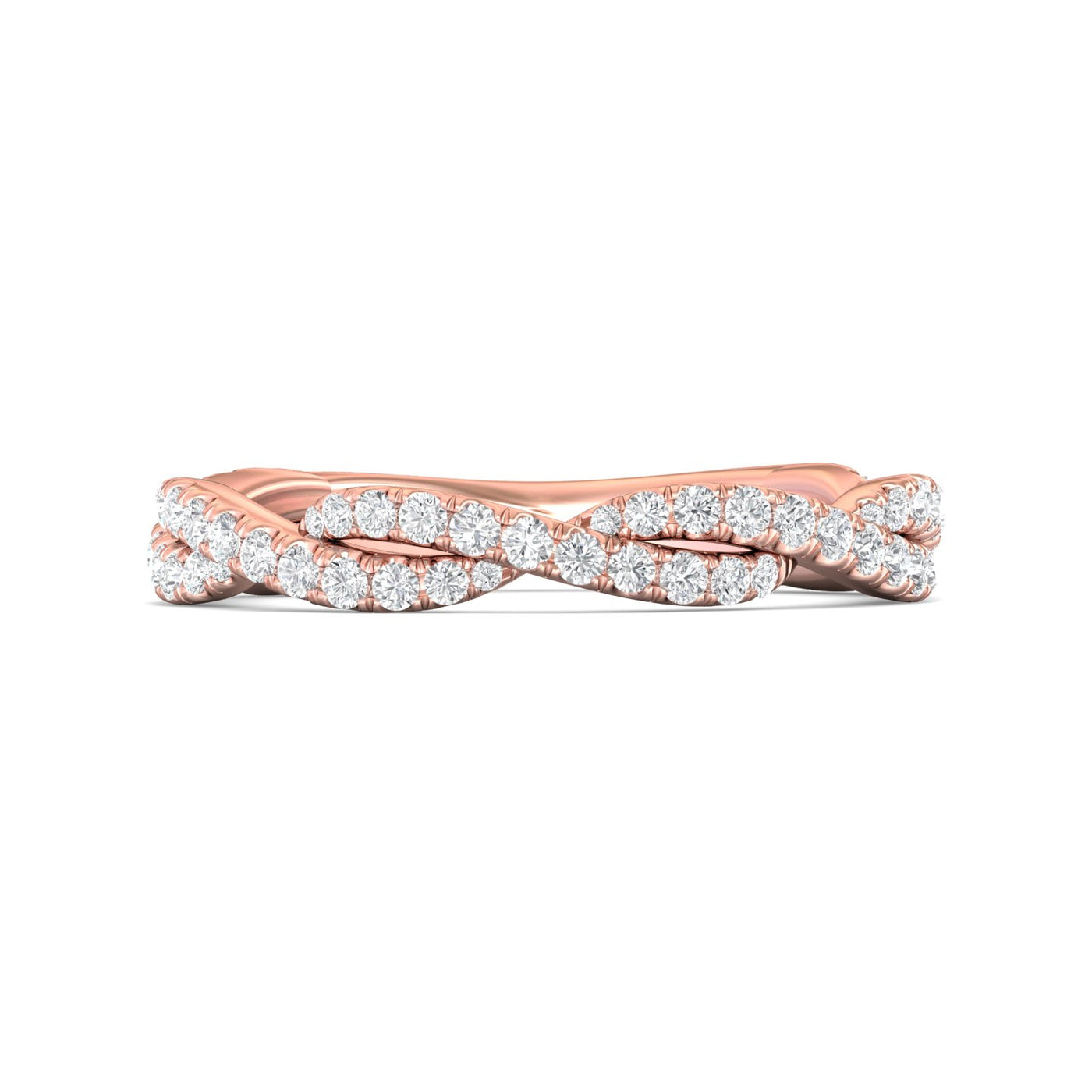 FlyerFit Micropave 18K Pink Gold Wedding Band