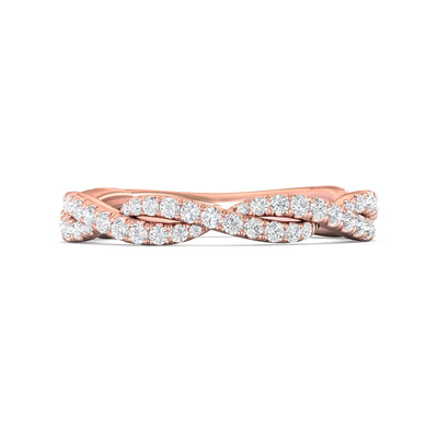 FlyerFit Micropave 14K Pink Gold Wedding Band