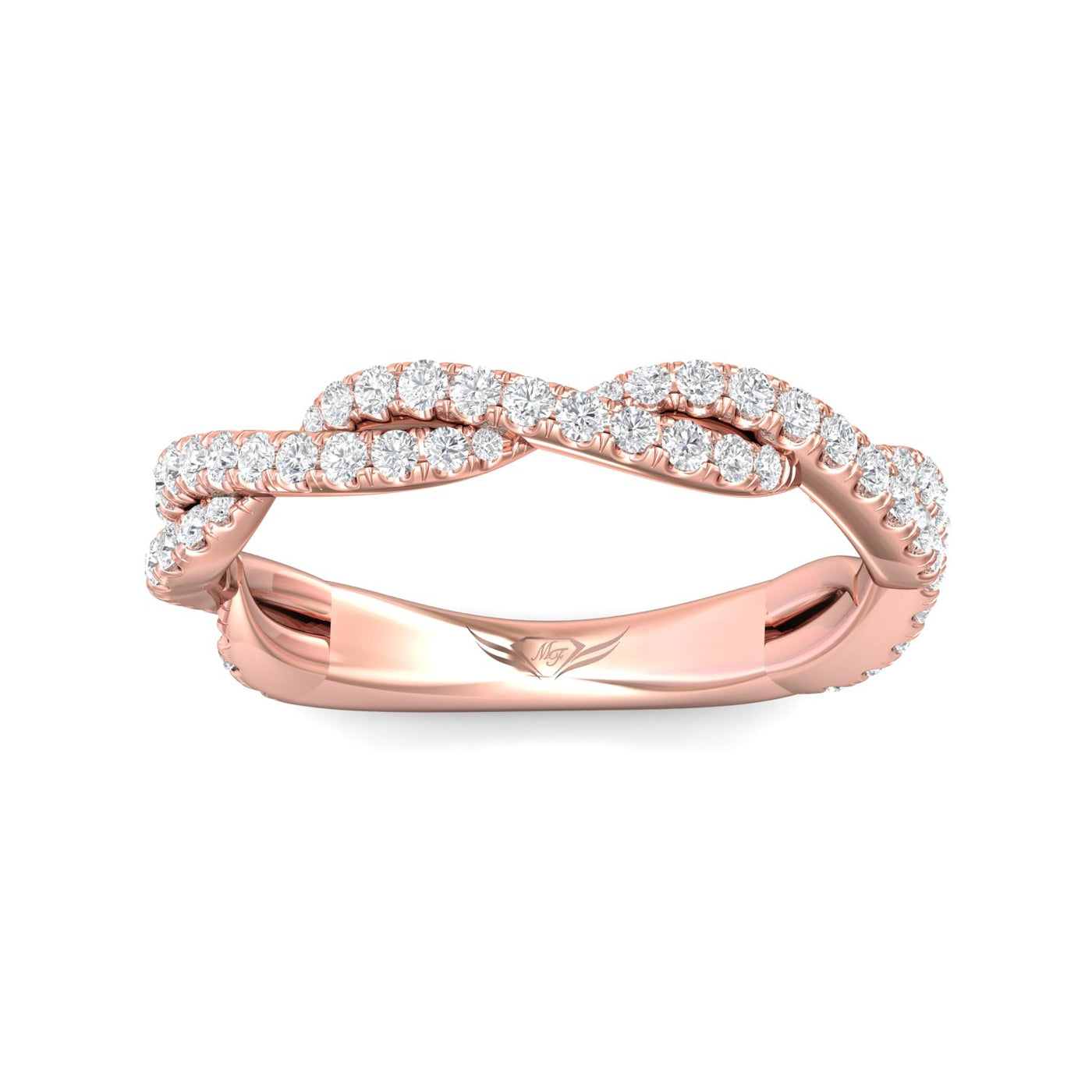 FlyerFit Micropave 18K Pink Gold Wedding Band