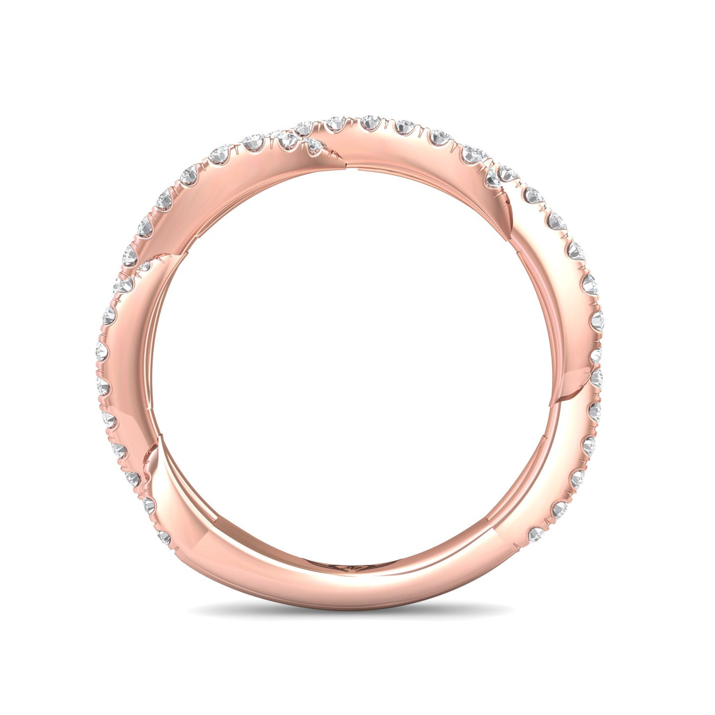 FlyerFit Micropave 14K Pink Gold Wedding Band