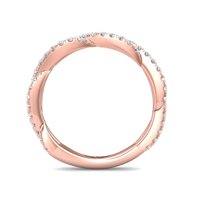 FlyerFit Micropave 18K Pink Gold Wedding Band