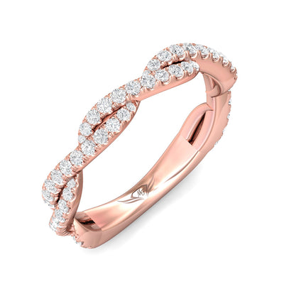 FlyerFit Micropave 14K Pink Gold Wedding Band