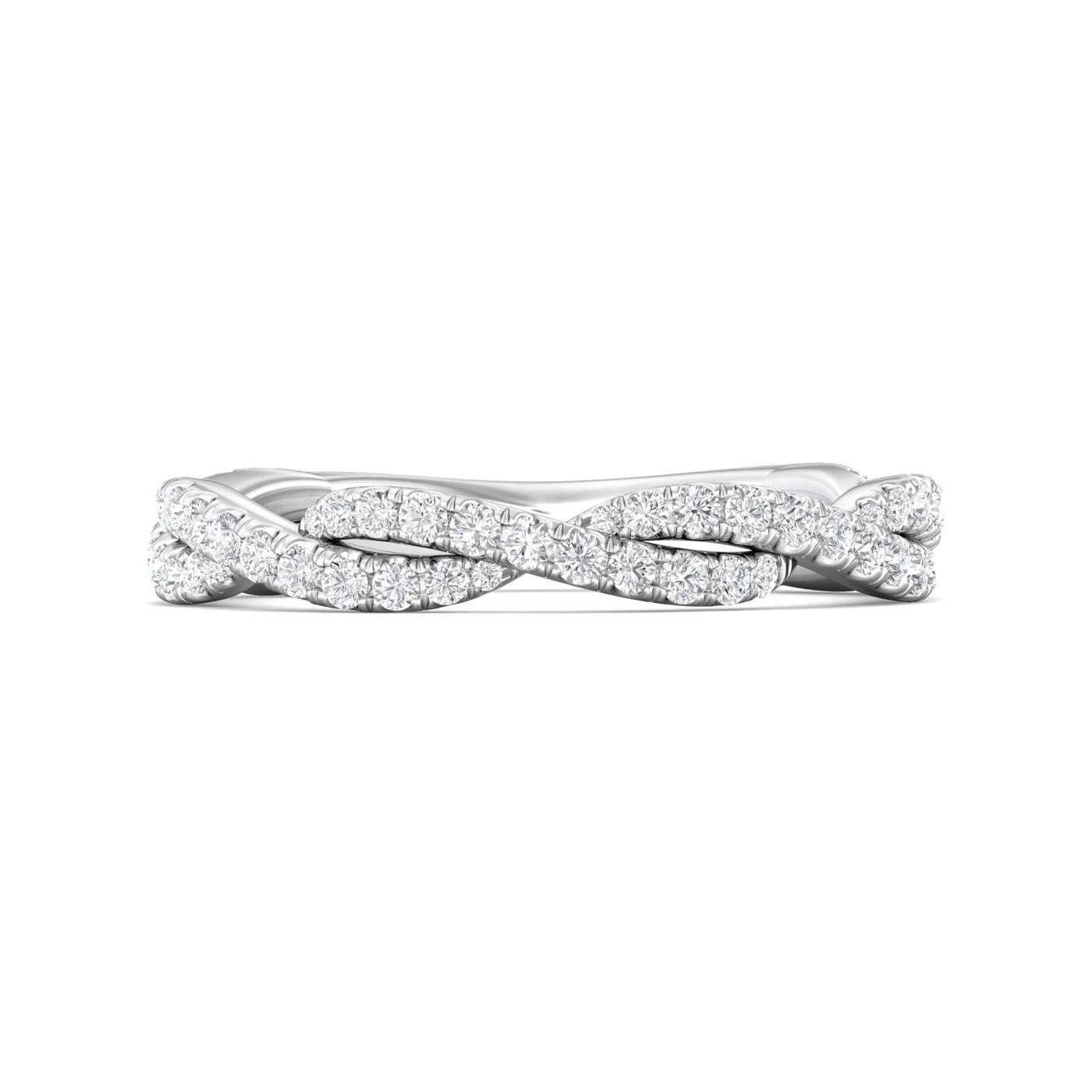 FlyerFit Micropave 18K White Gold Wedding Band