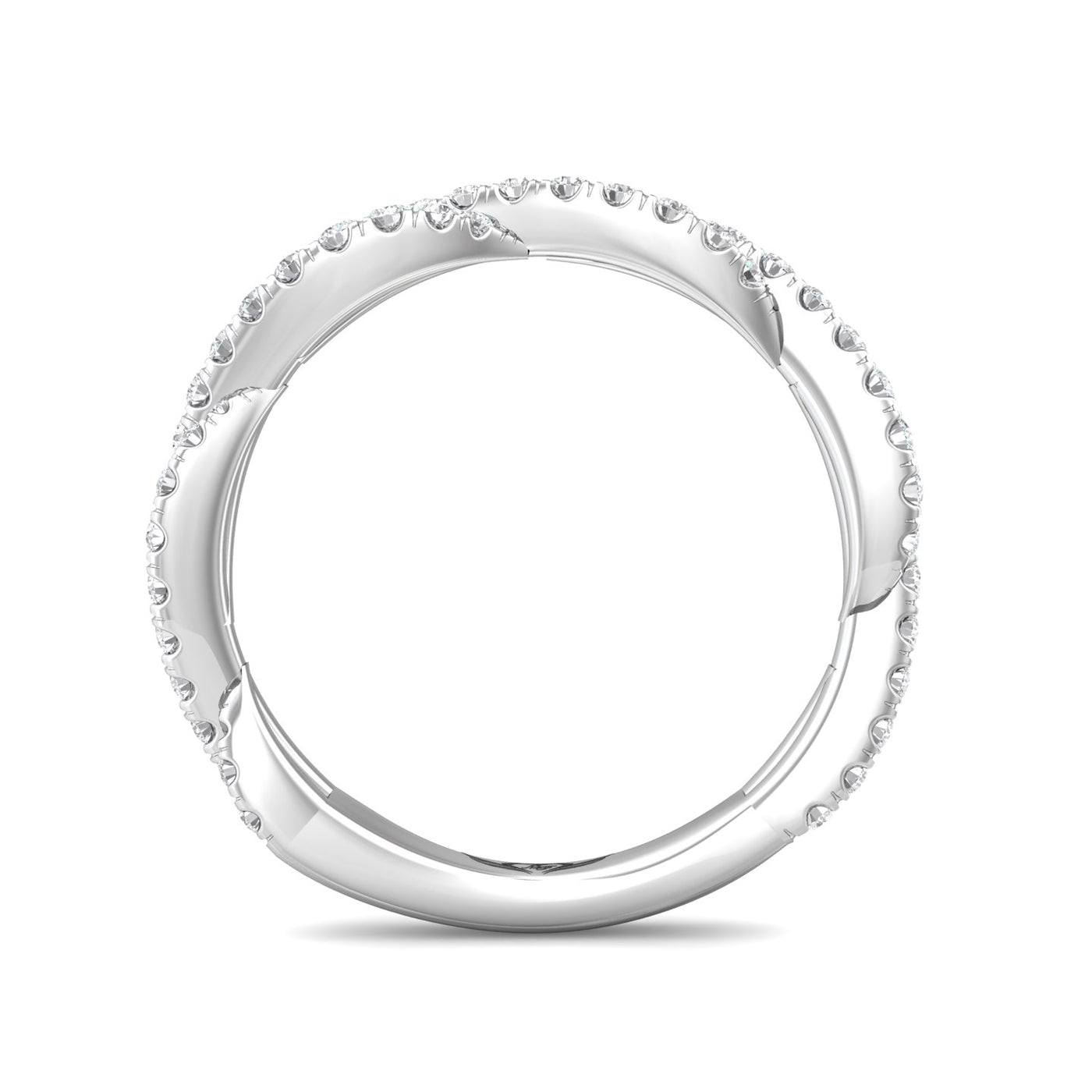 FlyerFit Micropave 18K White Gold Wedding Band