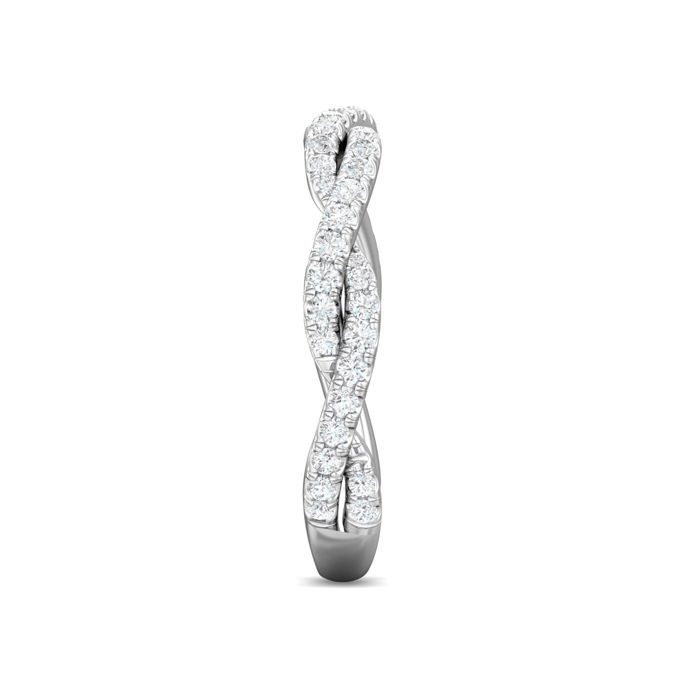 FlyerFit Micropave 14K White Gold Wedding Band