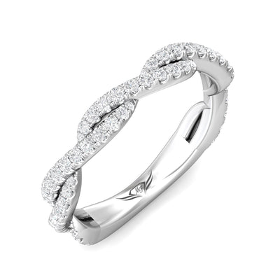 FlyerFit Micropave 14K White Gold Wedding Band