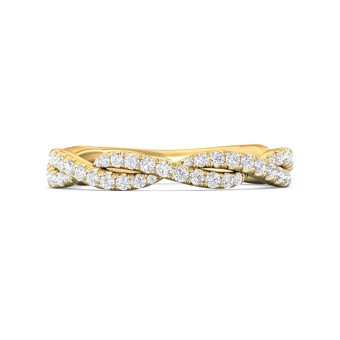 FlyerFit Micropave 14K Yellow Gold Wedding Band