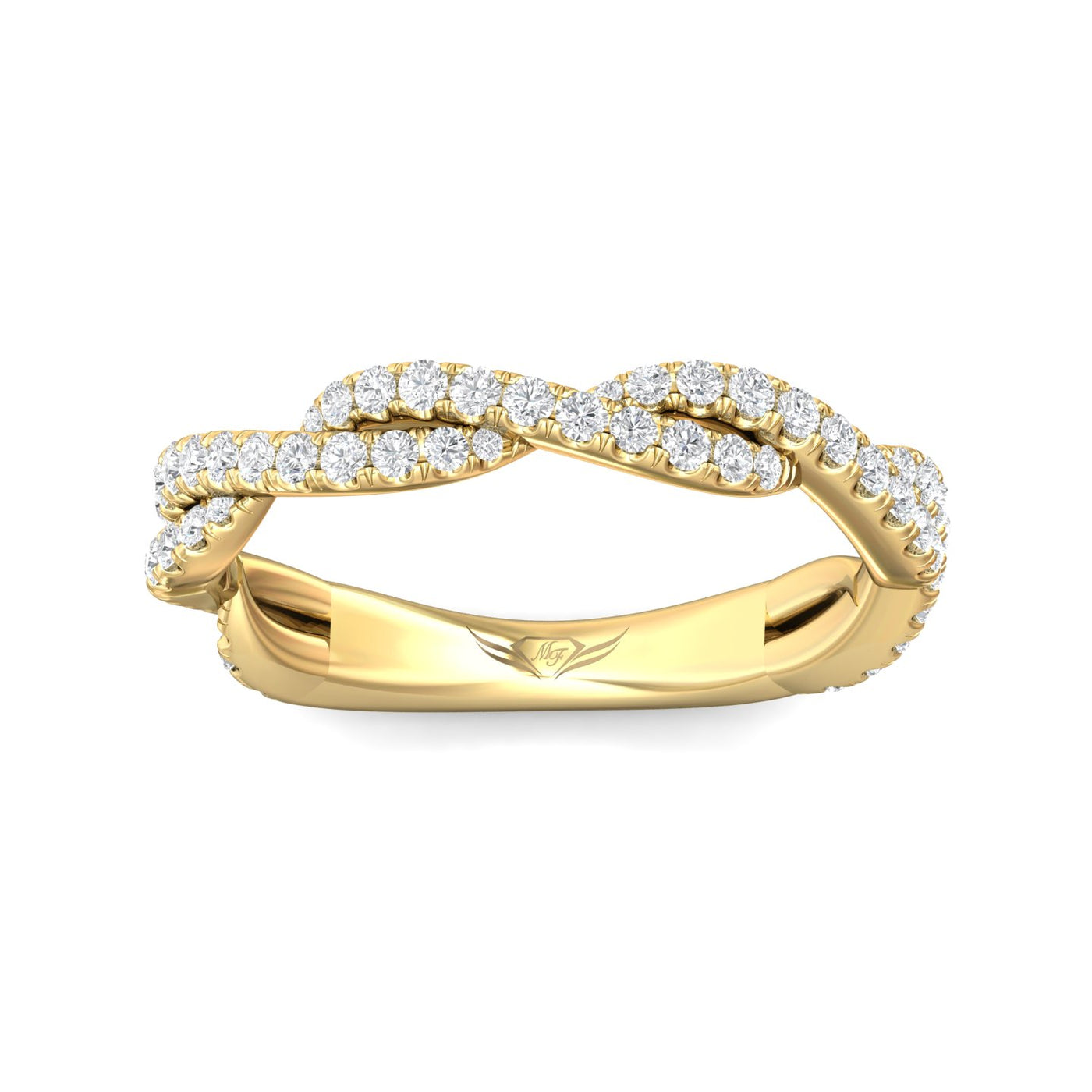 FlyerFit Micropave 14K Yellow Gold Wedding Band