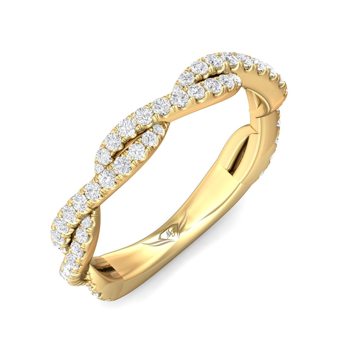 FlyerFit Micropave 14K Yellow Gold Wedding Band