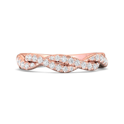 FlyerFit Micropave 18K Pink Gold Wedding Band