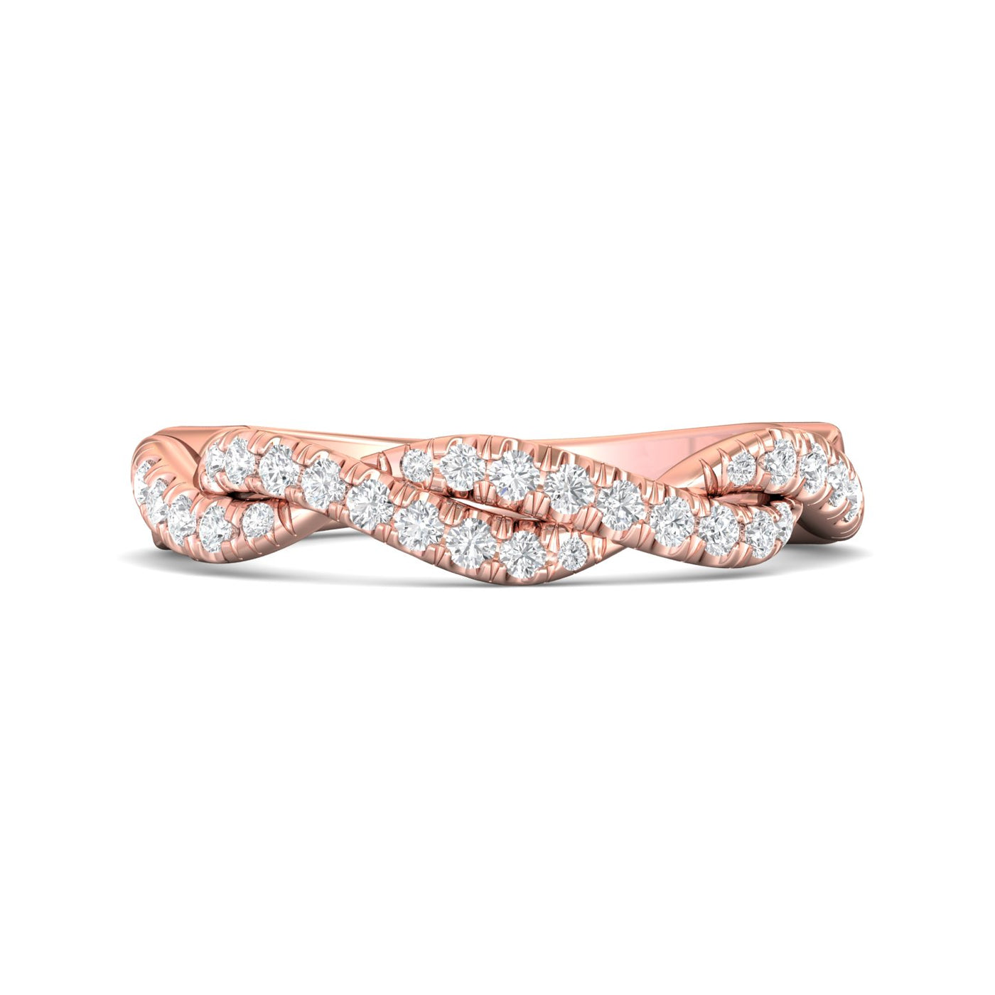 FlyerFit Micropave 14K Pink Gold Wedding Band