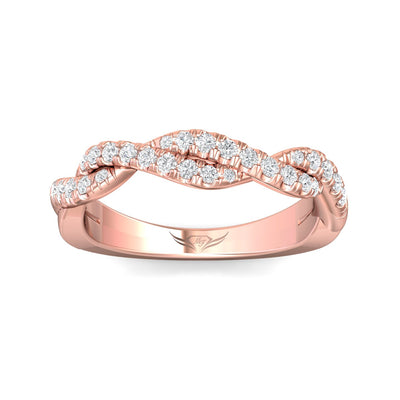 FlyerFit Micropave 18K Pink Gold Wedding Band