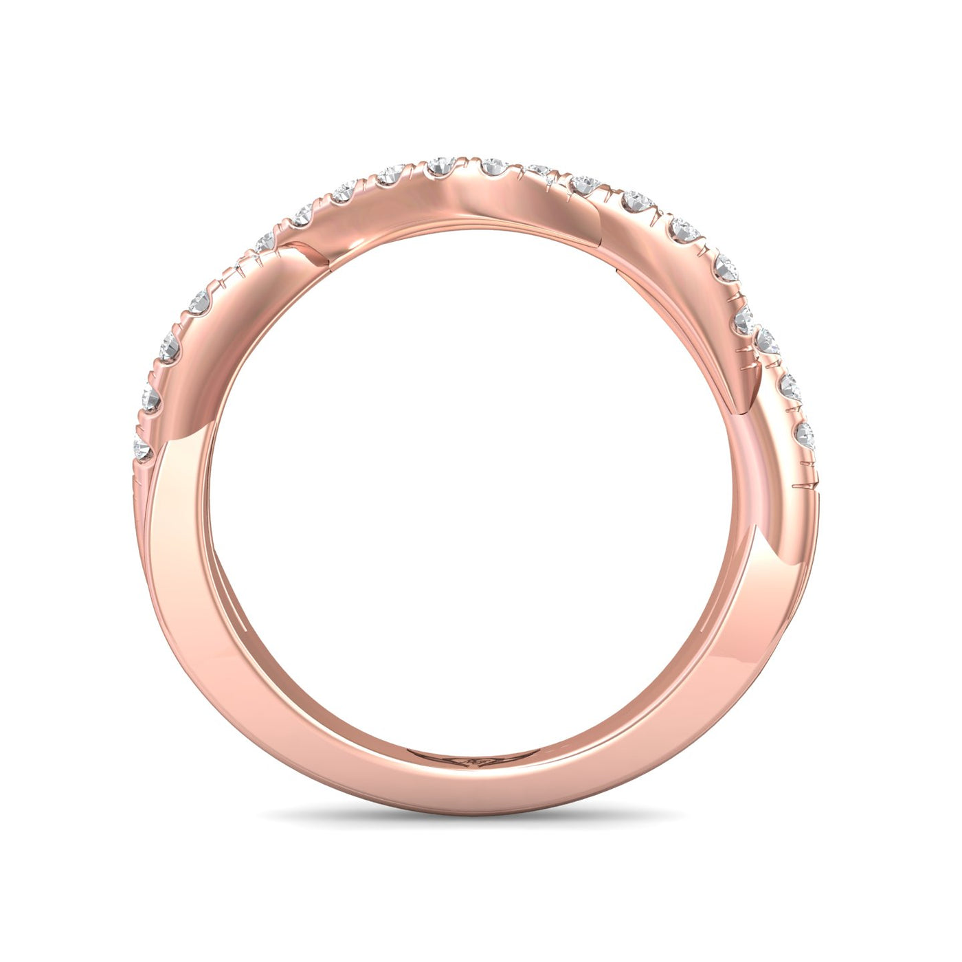 FlyerFit Micropave 18K Pink Gold Wedding Band