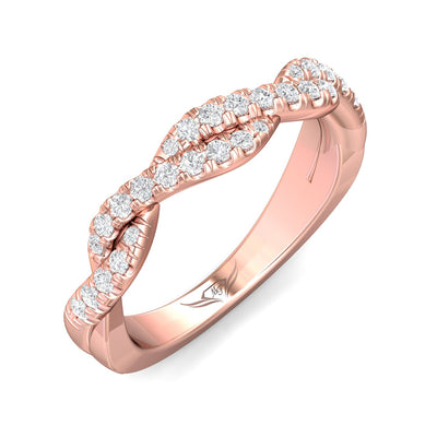 FlyerFit Micropave 18K Pink Gold Wedding Band