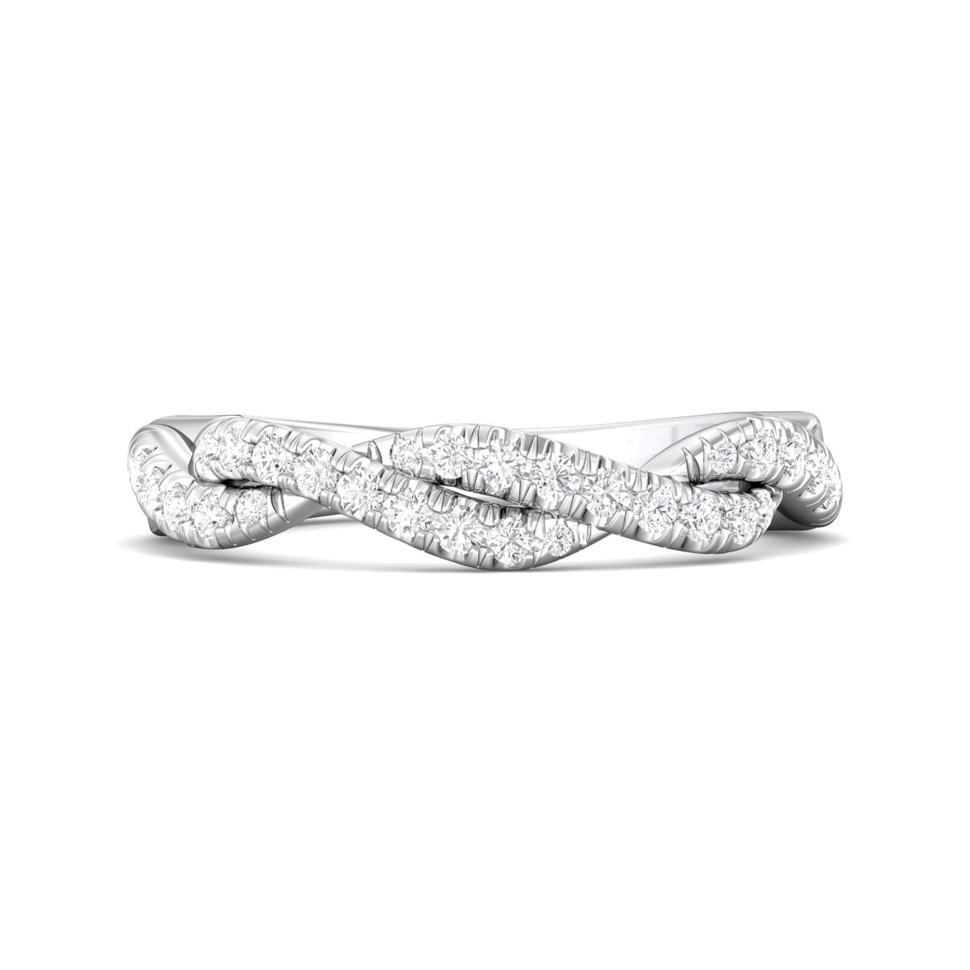 FlyerFit Micropave 14K White Gold Wedding Band