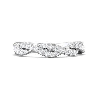 FlyerFit Micropave 14K White Gold Wedding Band