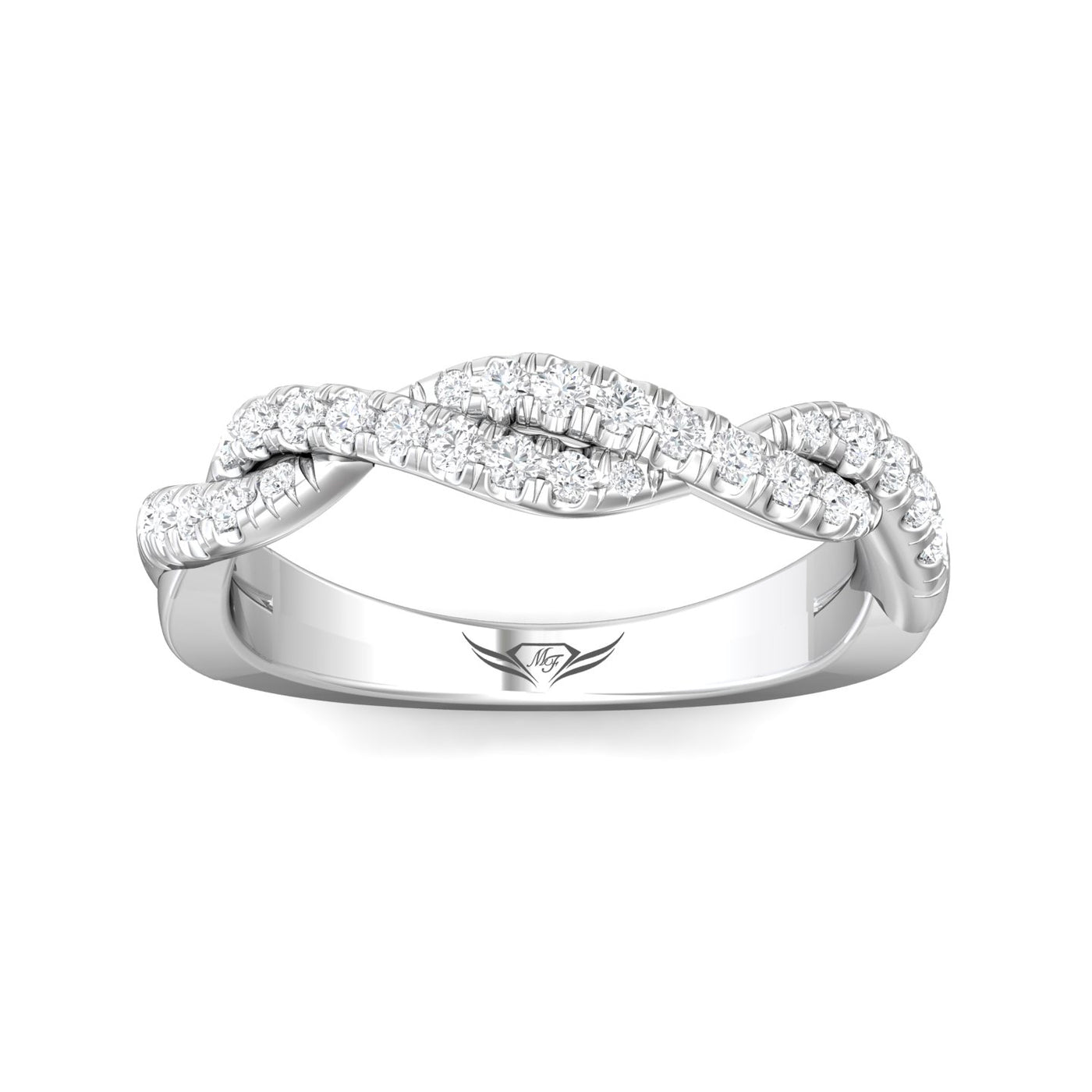 FlyerFit Micropave 18K White Gold Wedding Band