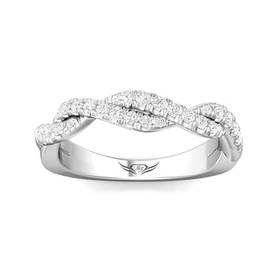 FlyerFit Micropave 14K White Gold Wedding Band