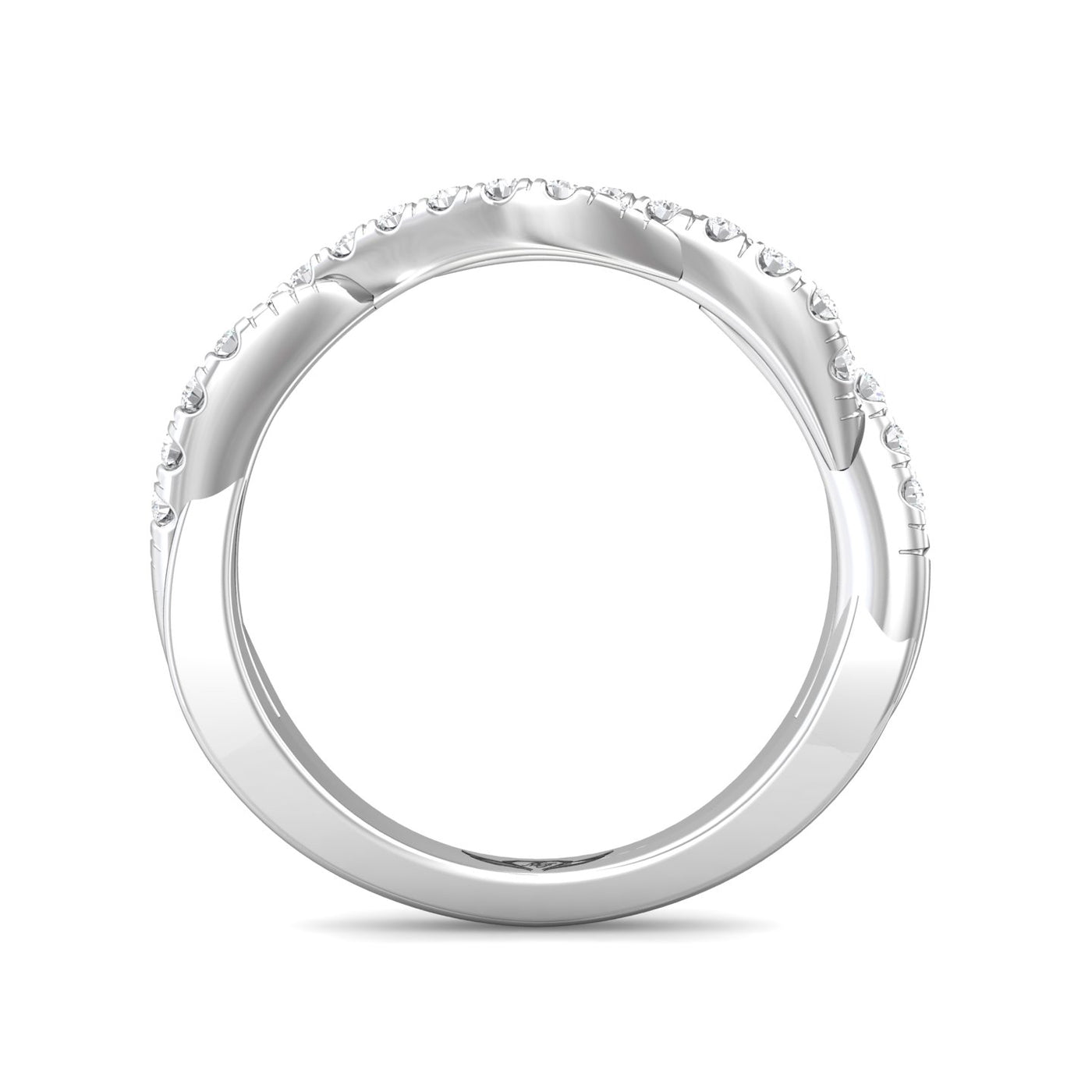 FlyerFit Micropave 18K White Gold Wedding Band