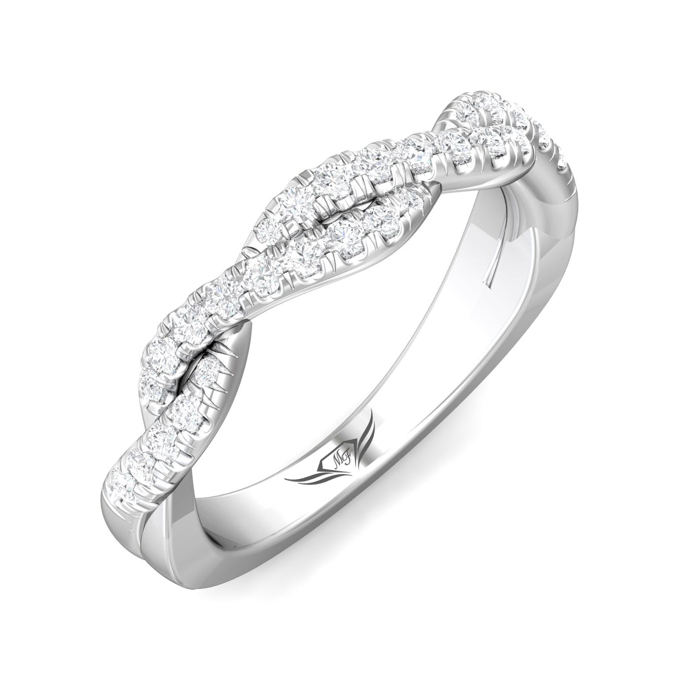 FlyerFit Micropave 18K White Gold Wedding Band