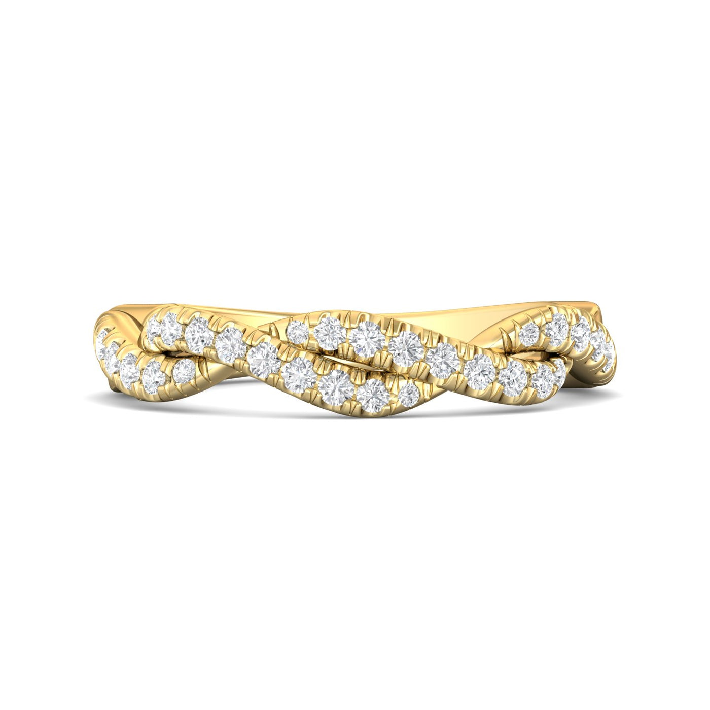 FlyerFit Micropave 14K Yellow Gold Wedding Band