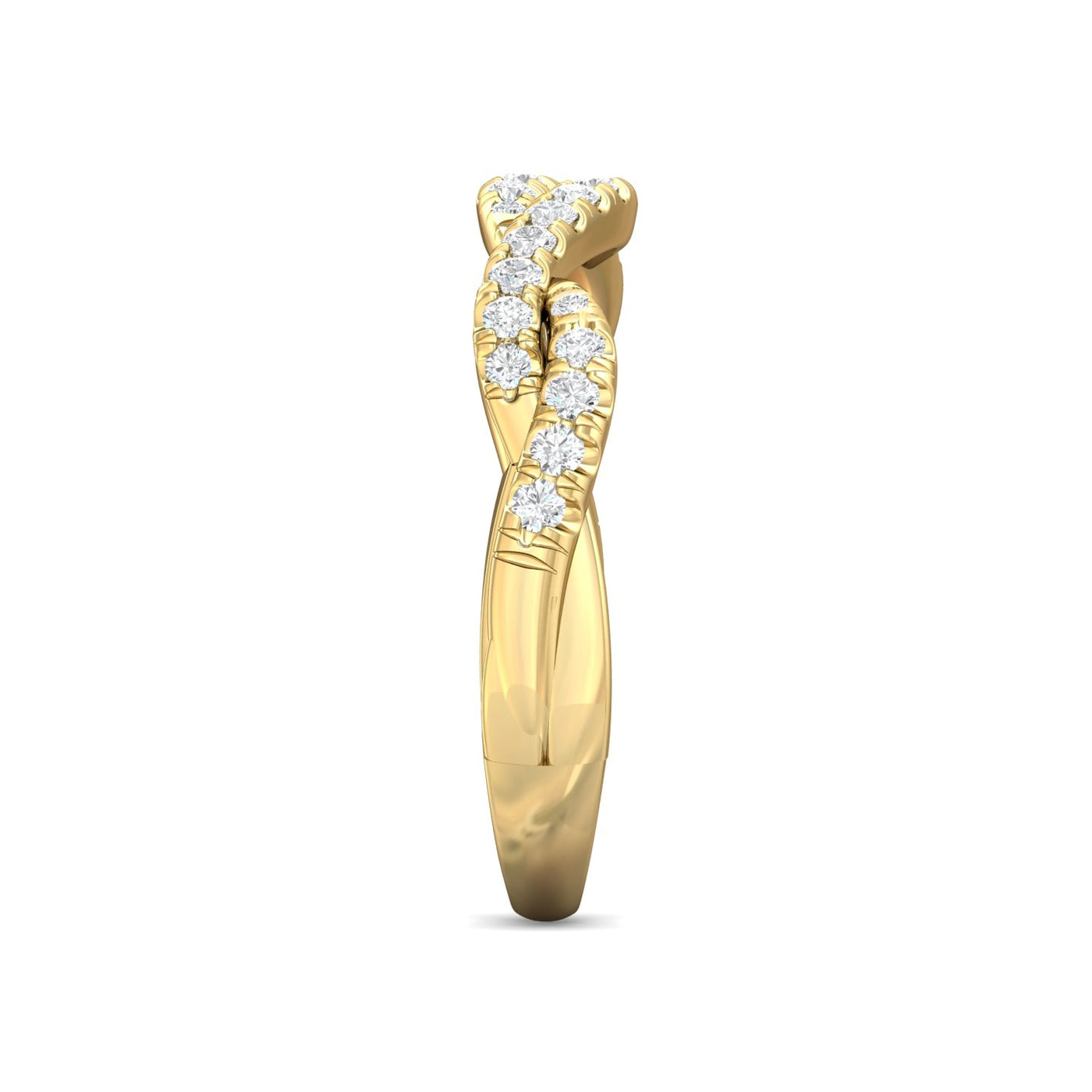 FlyerFit Micropave 18K Yellow Gold Wedding Band