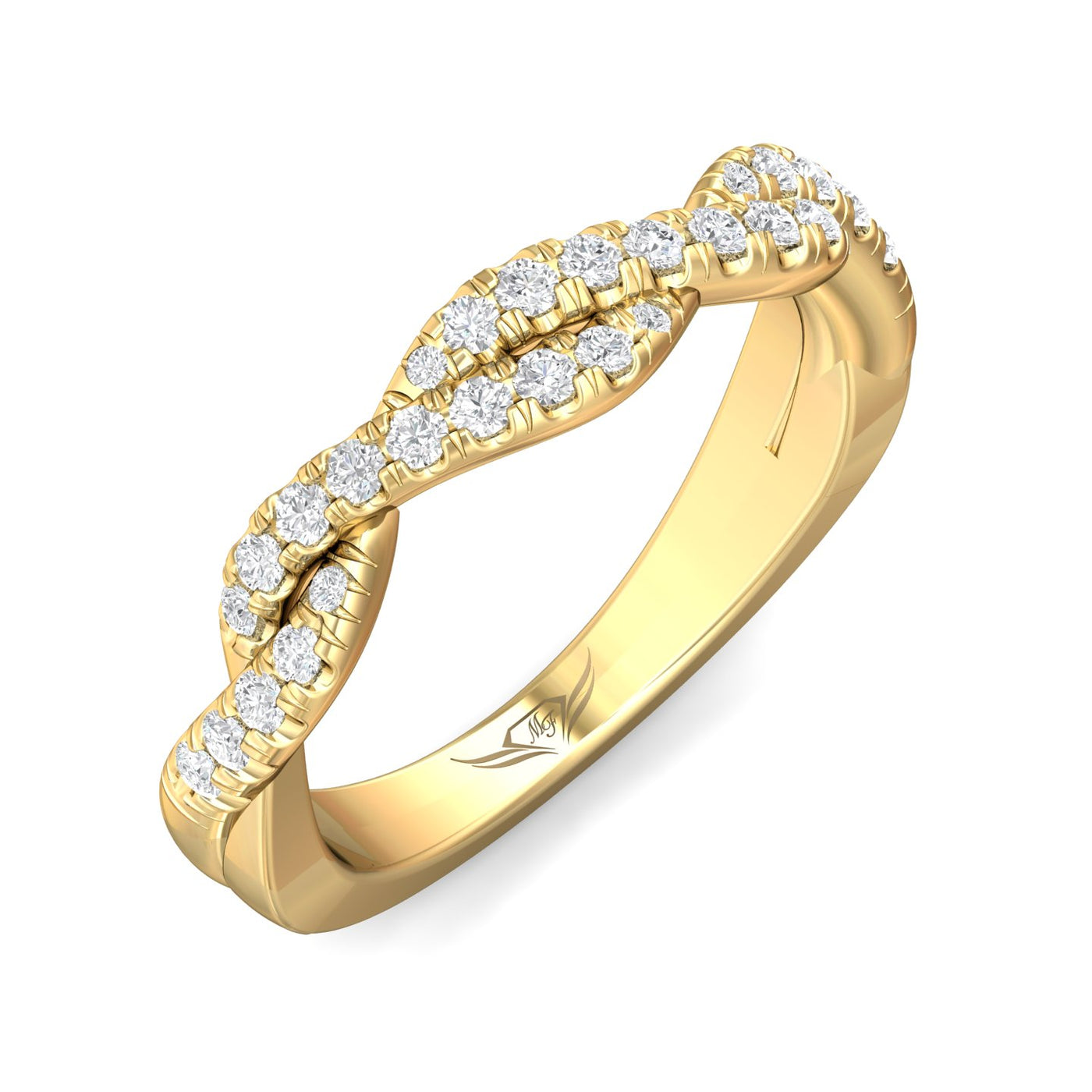 FlyerFit Micropave 18K Yellow Gold Wedding Band