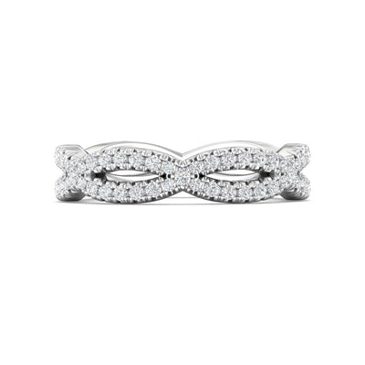 FlyerFit Micropave 14K White Gold Wedding Band