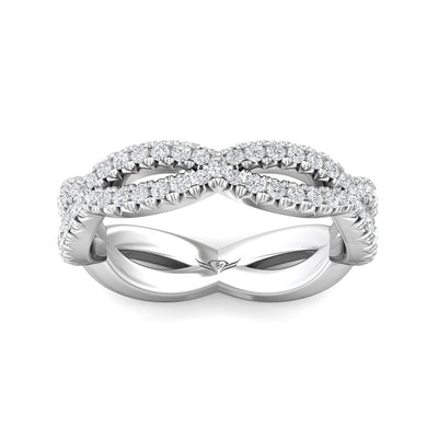 FlyerFit Micropave 14K White Gold Wedding Band