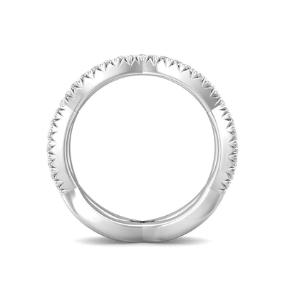 FlyerFit Micropave 18K White Gold Wedding Band