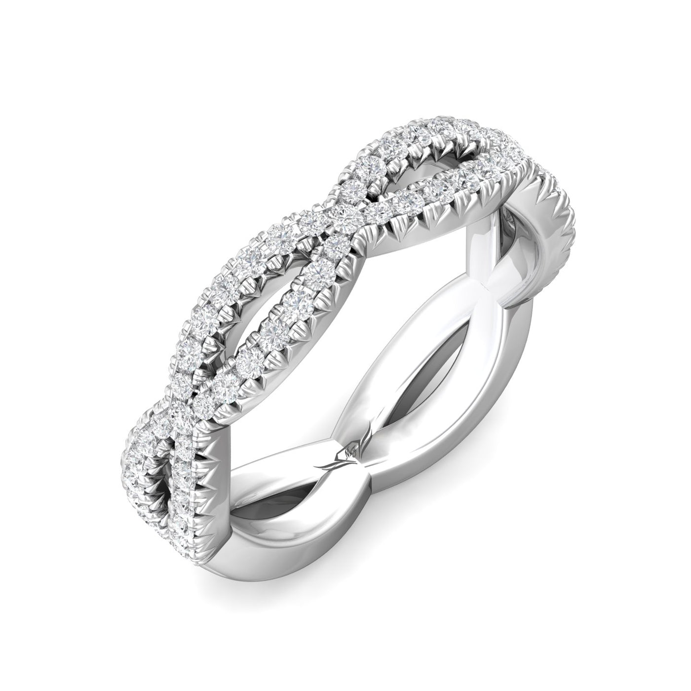 FlyerFit Micropave 18K White Gold Wedding Band