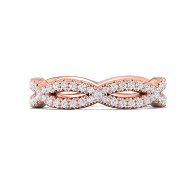 FlyerFit Micropave 18K Pink Gold Wedding Band