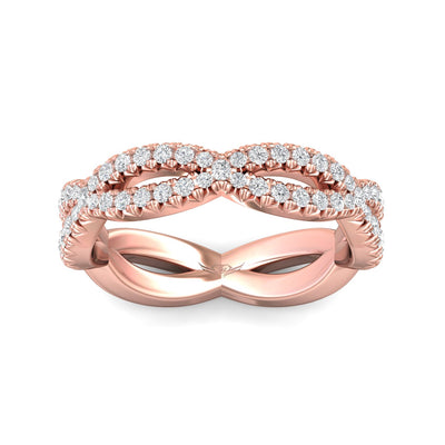 FlyerFit Micropave 18K Pink Gold Wedding Band