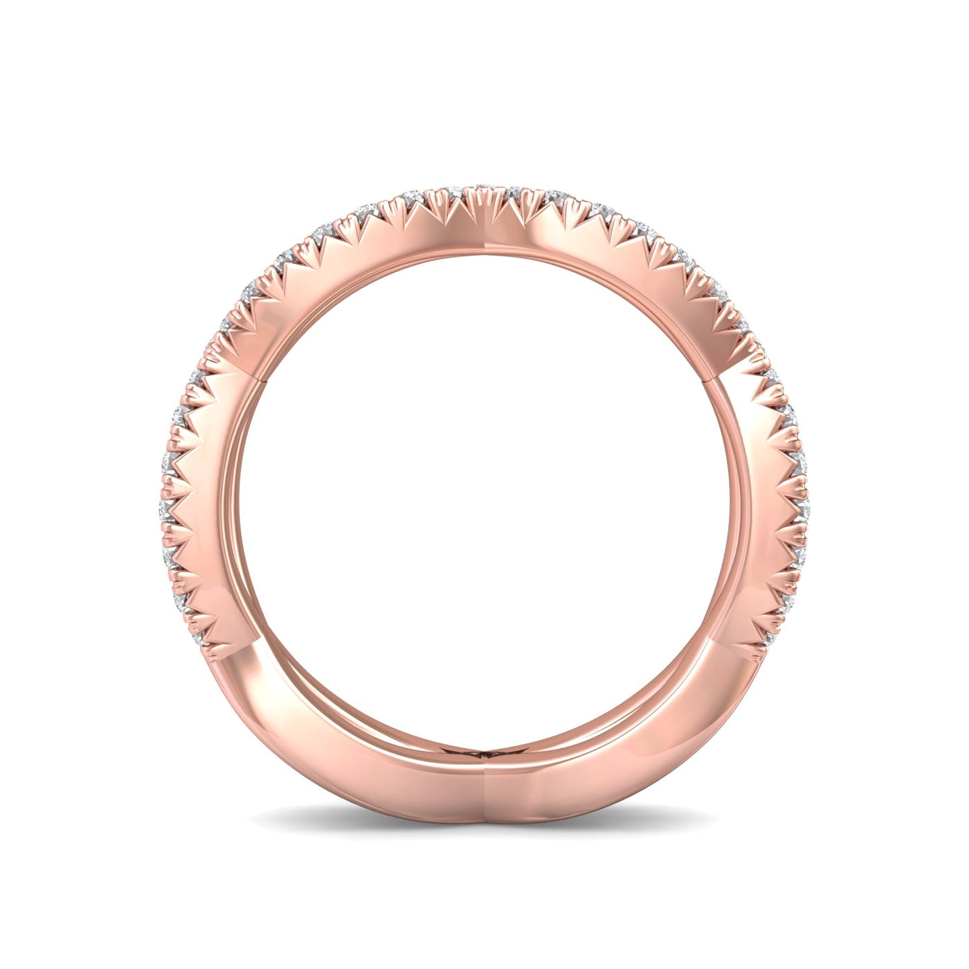 FlyerFit Micropave 14K Pink Gold Wedding Band