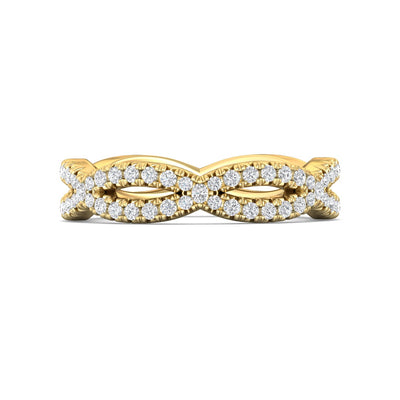 FlyerFit Micropave 14K Yellow Gold Wedding Band