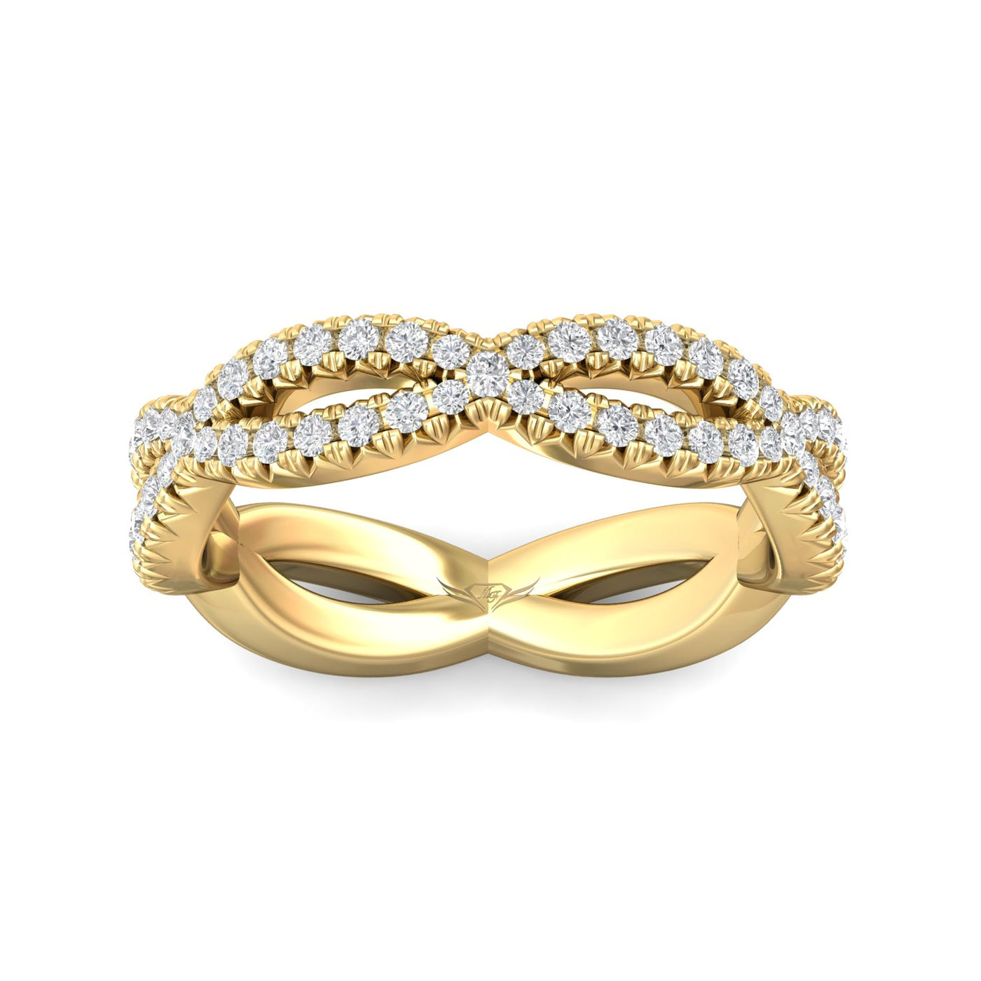 FlyerFit Micropave 14K Yellow Gold Wedding Band