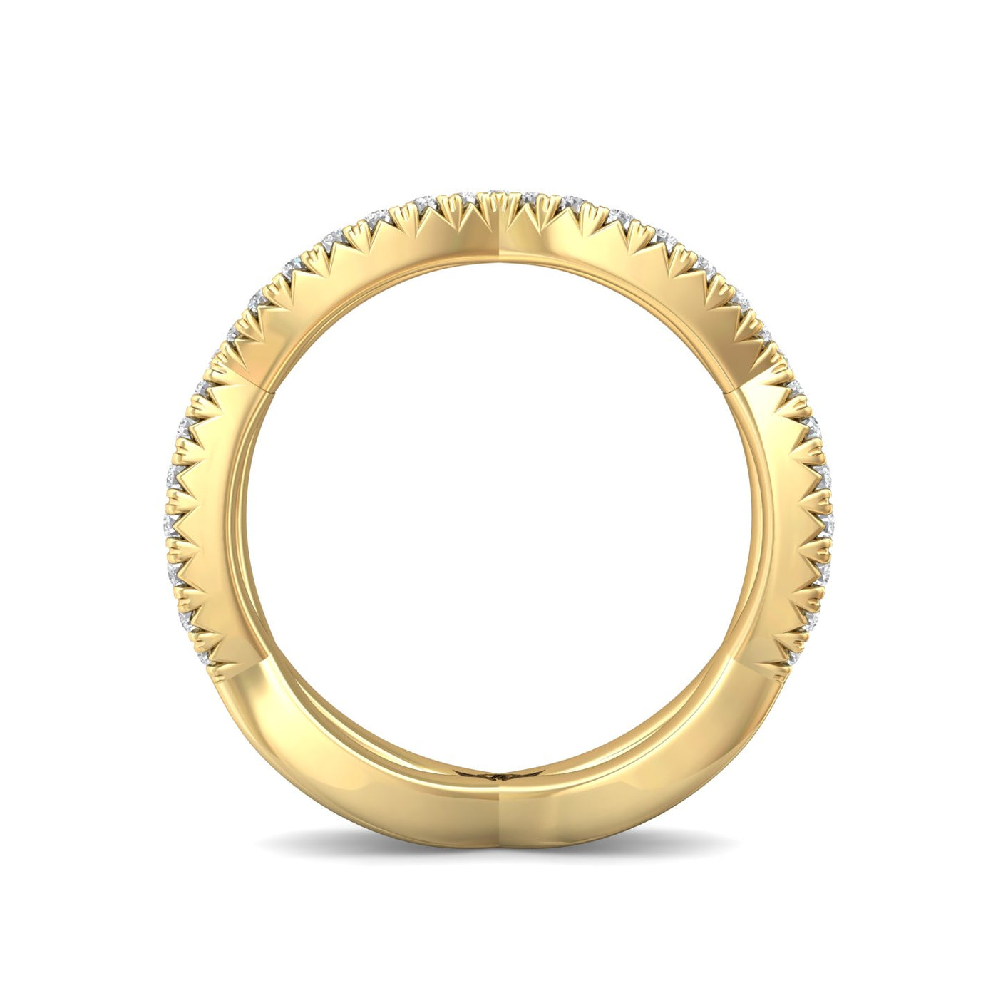 FlyerFit Micropave 14K Yellow Gold Wedding Band