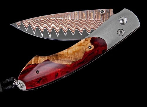 William Henry 'SHOCK II' Hybrid of Wood and Resin with "Copper Wave" Damascus Steel Blade