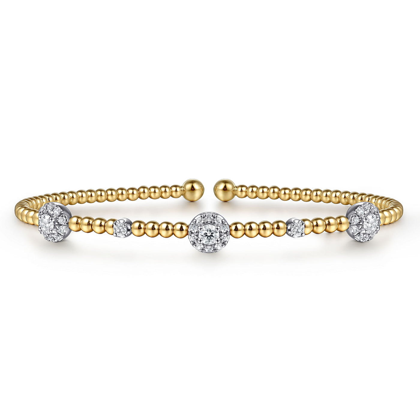 14K Yellow & White Natural Diamond Cuff Bracelet