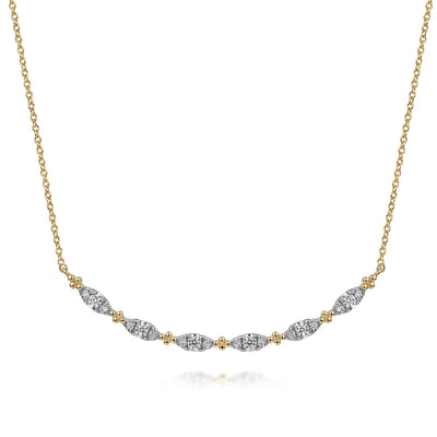 14K Yellow Natural Diamond 17.5 inch Necklace