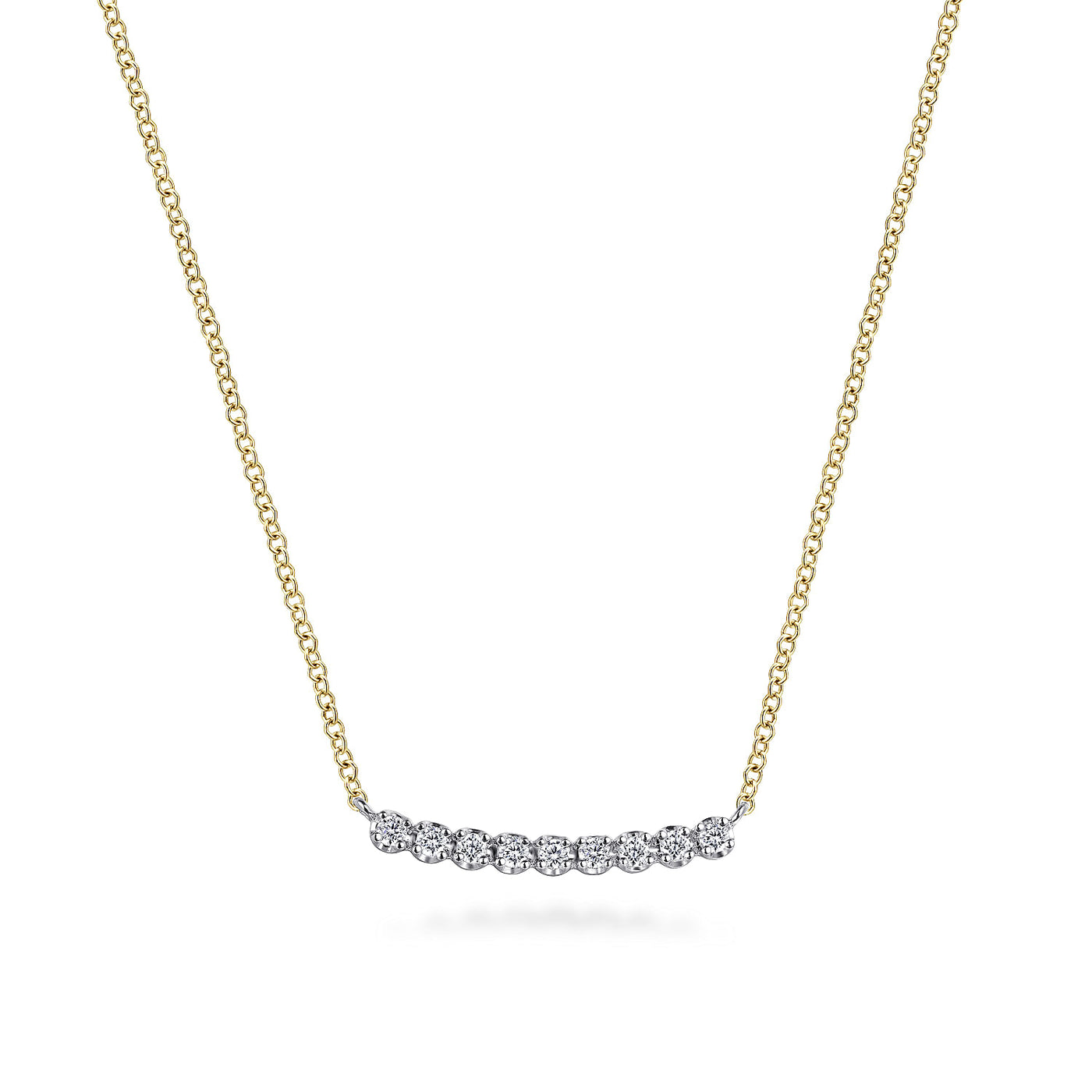 14K Yellow & White Sapphire and Natural Diamond 17.5 inch Necklace