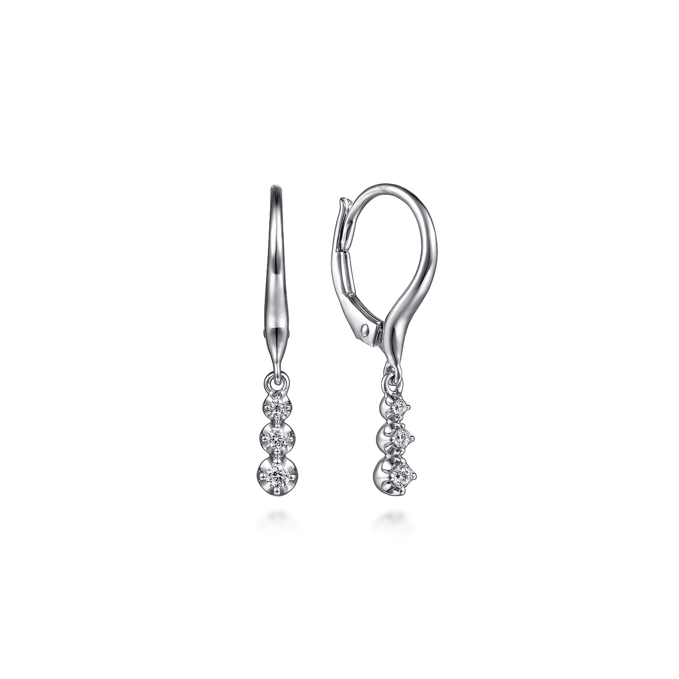 14K White Gold Natural Diamond Dangle Earrings