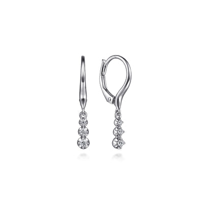14K White Gold Natural Diamond Dangle Earrings