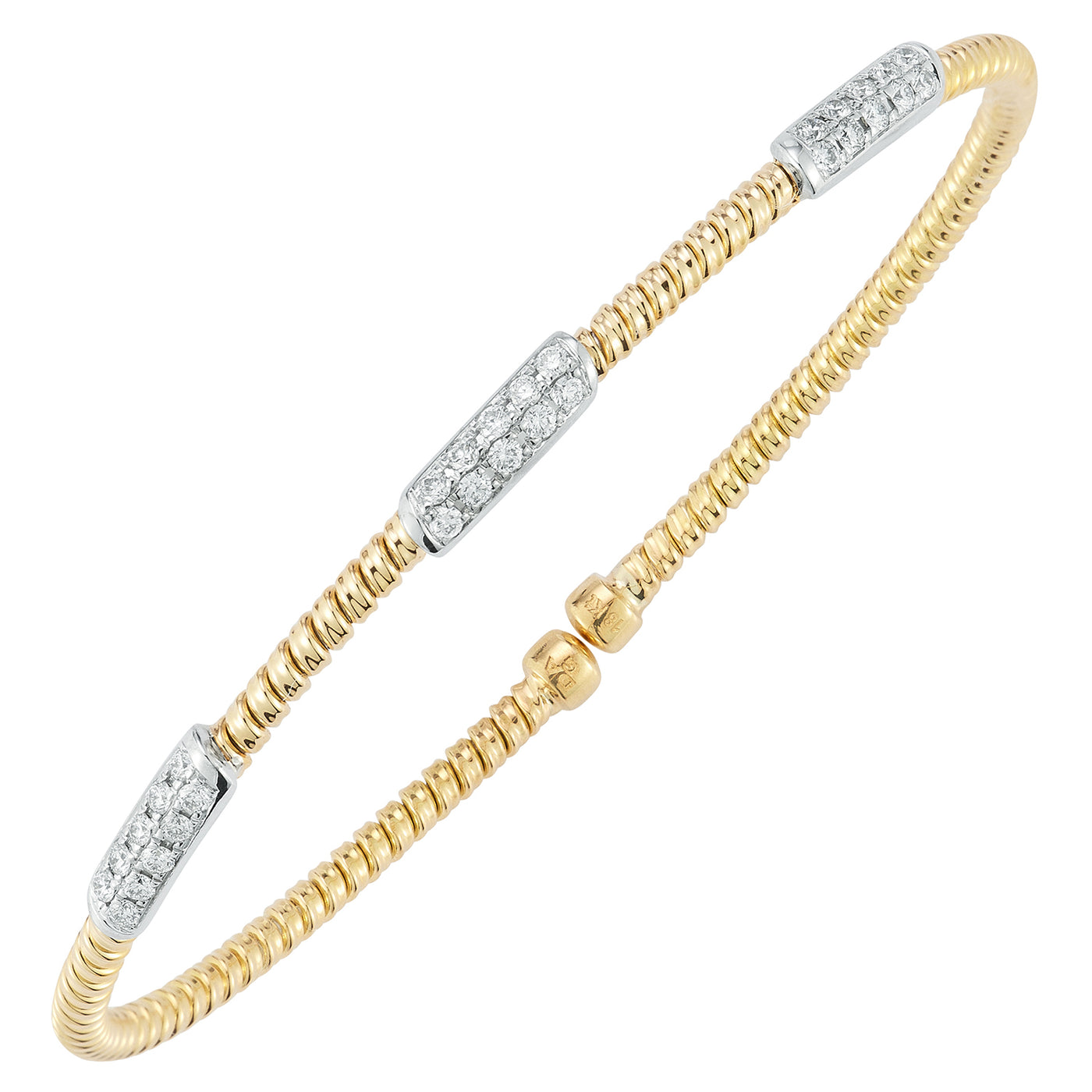 18K Yellow & White Natural Diamond Cuff Bracelet