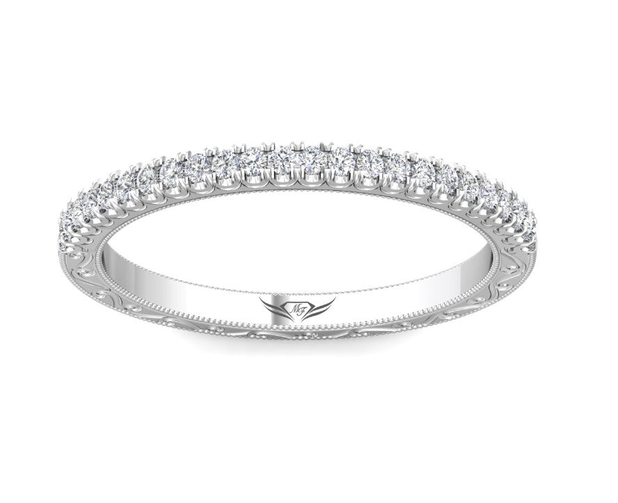 14K White Gold Natural Diamond Vintage Wedding Ring