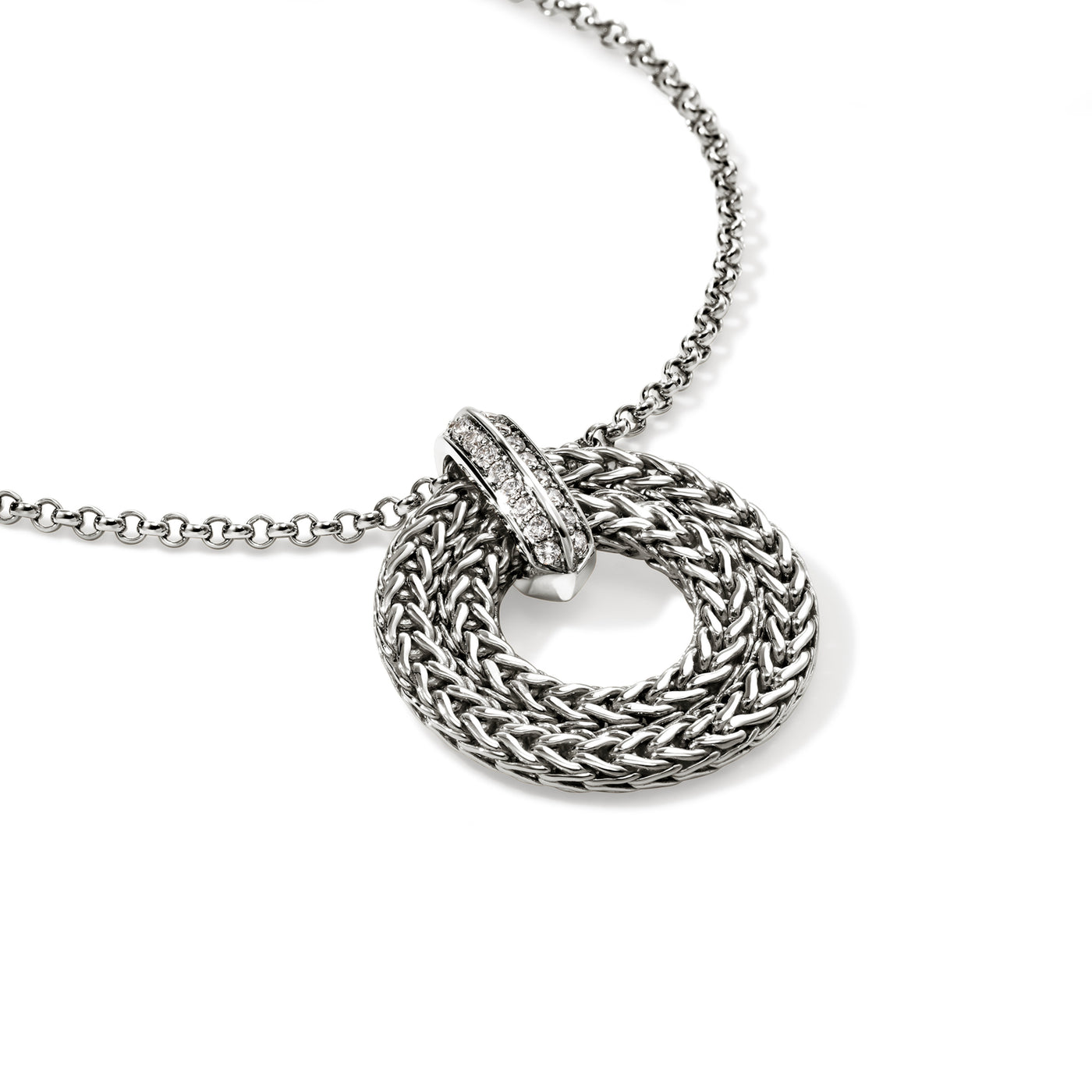Sterling Silver Natural Diamond 18 inch Necklace
